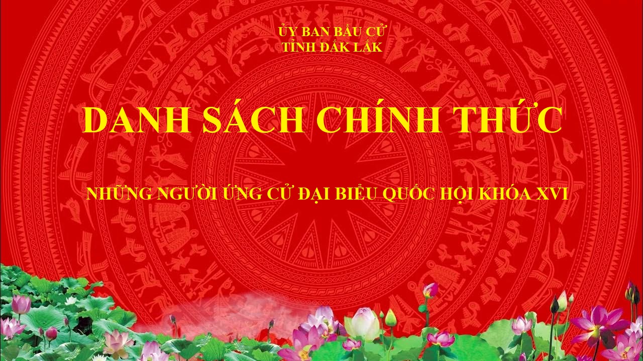 DANH SÁCH CHÍNH THỨC NHỮNG NGƯỜI ỨNG CỬ ĐẠI BIỂU QUỐC HỘI KHÓA XVI